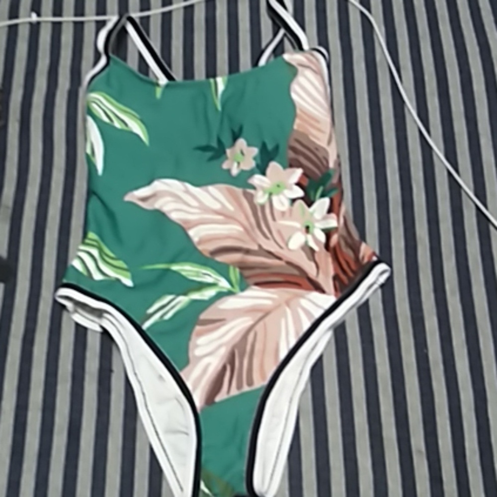 One Piece Tropical Swim Suit